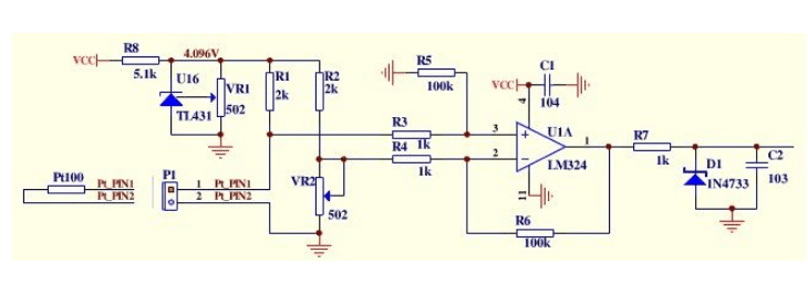pt100热电阻的测温电路