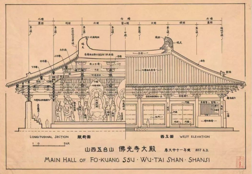 山西五台山<em>佛光寺</em><em>大殿</em>——梁思成（绘）